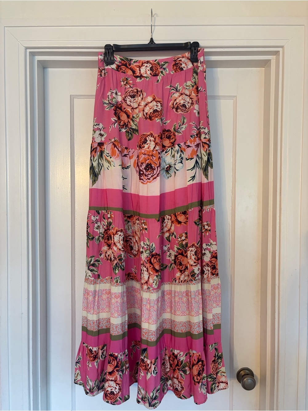 Maaji Pink Floral Tiered Maxi Skirt, medium